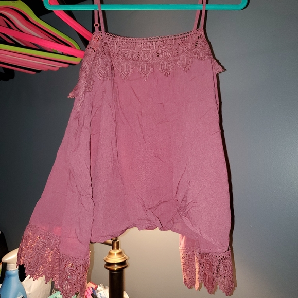 Hot Gal Tops - Hot Gal Lace Off-the-Shoulder Crop Top – Pink